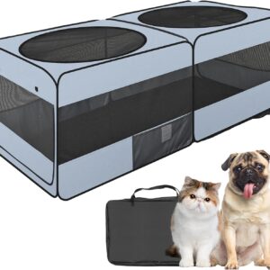 2-in-1 Dog Playpen, 58”Pop Up Cat Puppy Pet Playpen Indoor/Outdoor Cats Enclosed, Cat Dog Tent Crate Cage Kennel, Portable Playpen for Kitten, Small Animals Play Pen(No Divider, Unified Space)
