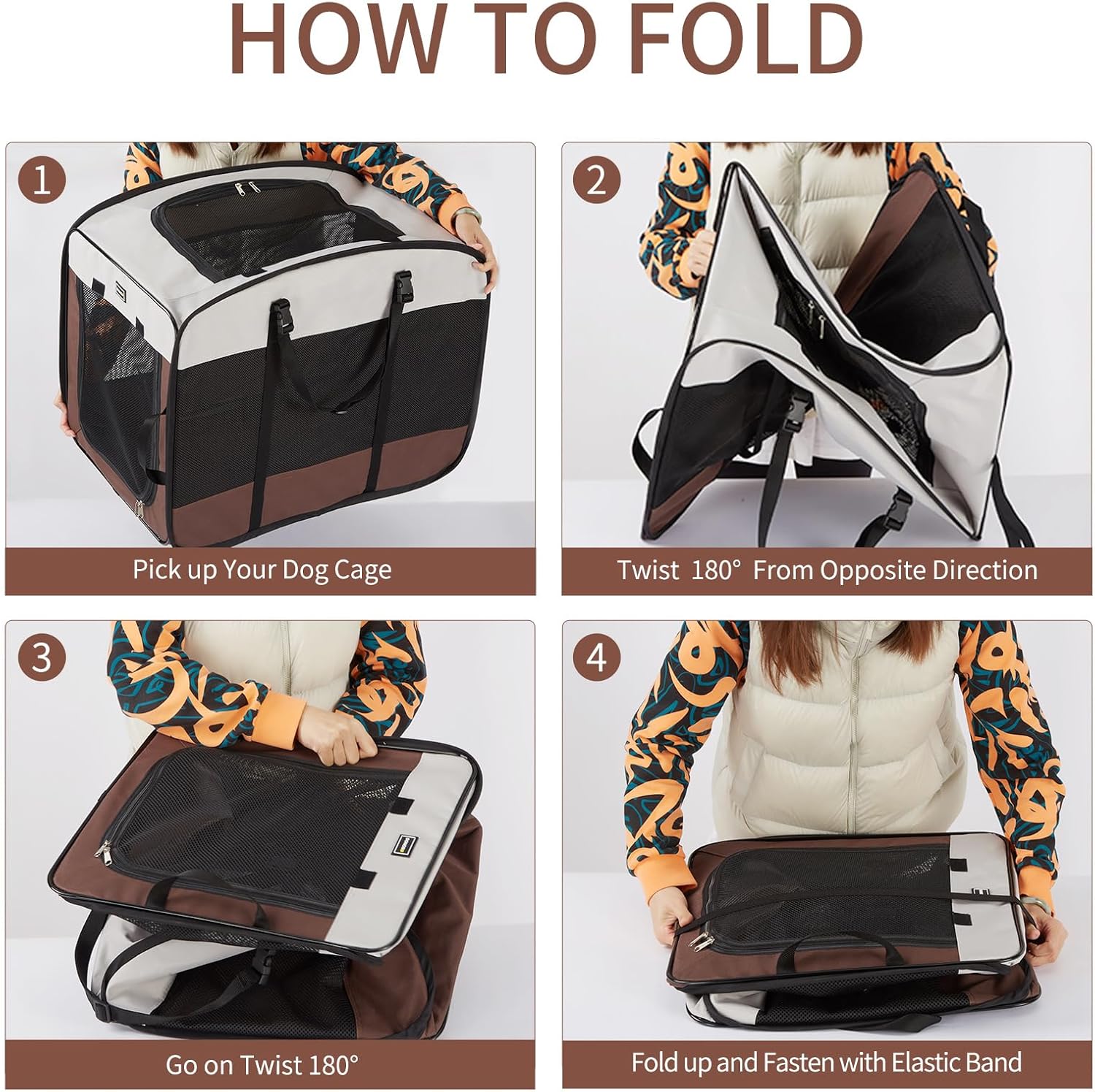 DONORO Dog Kennels and Crates for Medium Dogs, Portable Pop Up Indoor Pet Cage with Sturdy Wire Frame, Collapsible Travel Crate Soft Sided Cat Bag Escape Proof (28 Inch) - Image 3