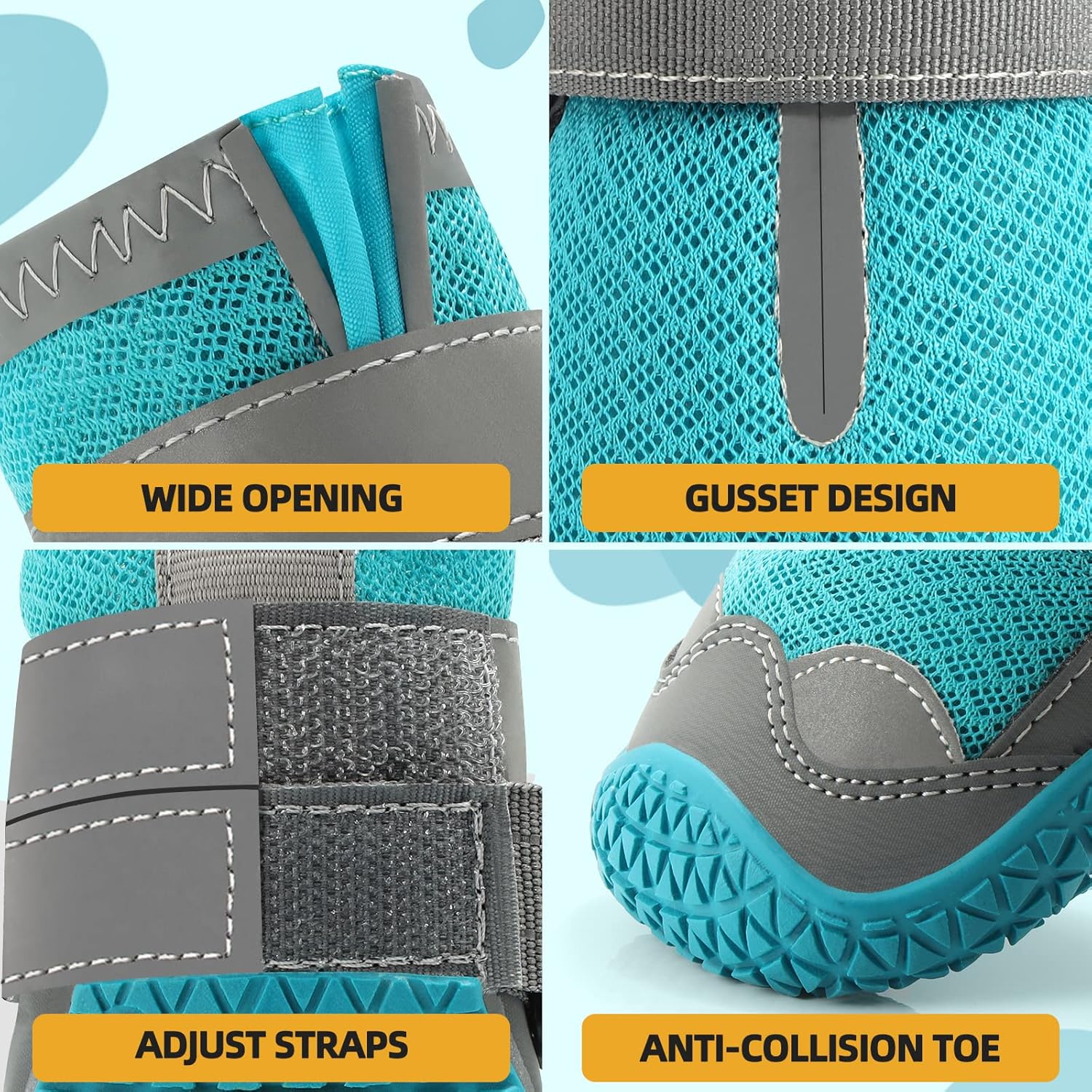 Dog Shoes for Small Dogs, Dog Boots & Paw Protectors for Hardwood Floors, Outdoor Dog Booties for Hot Pavement Winter Snow Hiking, Breathable Dog Shoes with Reflective Strips Size 2 - Image 7