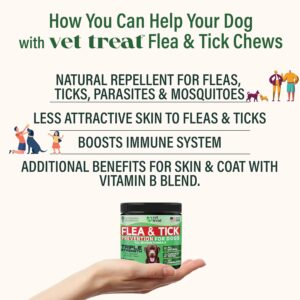 Flea and Tick Prevention for Dogs Chewables -Made in USA- Natural Dog Flea and Tick Treatment – Oral Flea Pills – Vet Recommended Flea and Tick Chews – All Breeds & Sizes – 120 Soft Treats (Chicken)