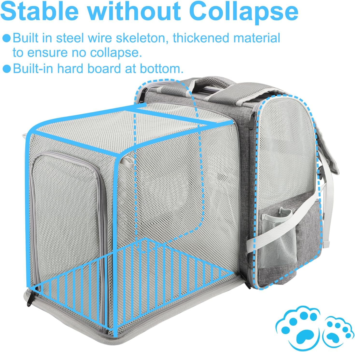 Texsens Cat Backpack Expandable Pet Carrier - Pet Backpack Carrier for Medium Cats and Small Dogs - Great for Travel, Hiking & Outdoor - Image 2