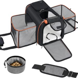 Cat Carrier,Portable Pet Carrier Bag for Cats and Small Dogs,Foldable Soft-Sided and Scratch-Proof mesh Cat Bag Pet Carriers,Airline Approved Pet Carrier,Pet Travel Carrier Up to 15 Lbs,Black