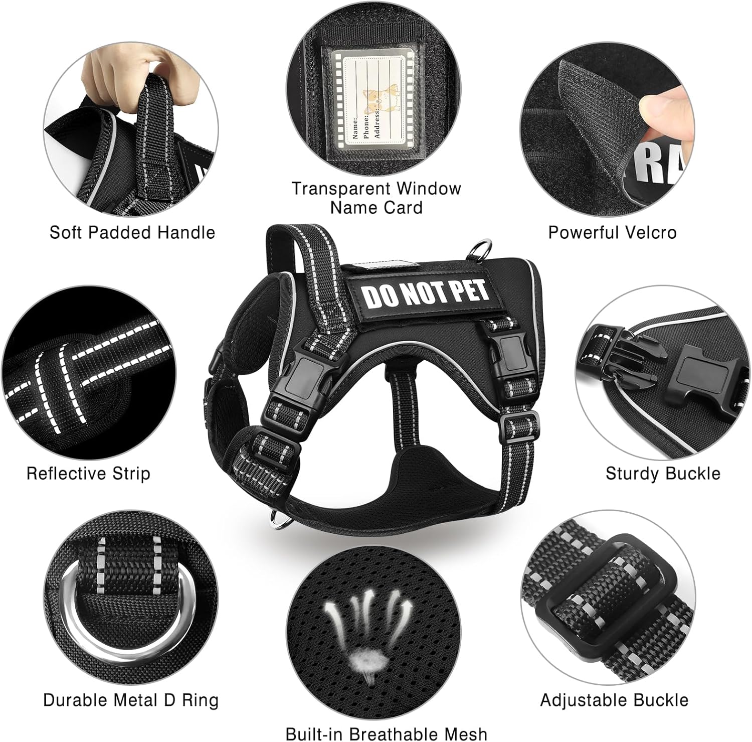 Tactical Dog Harness and Leash Set for Large Dogs,Heavy Duty No Pull Service Dog Vest and 10 Patches with Dog Seat Belt,Reflective Adjustable Pet Harness for Training Walking Hiking Black L - Image 6