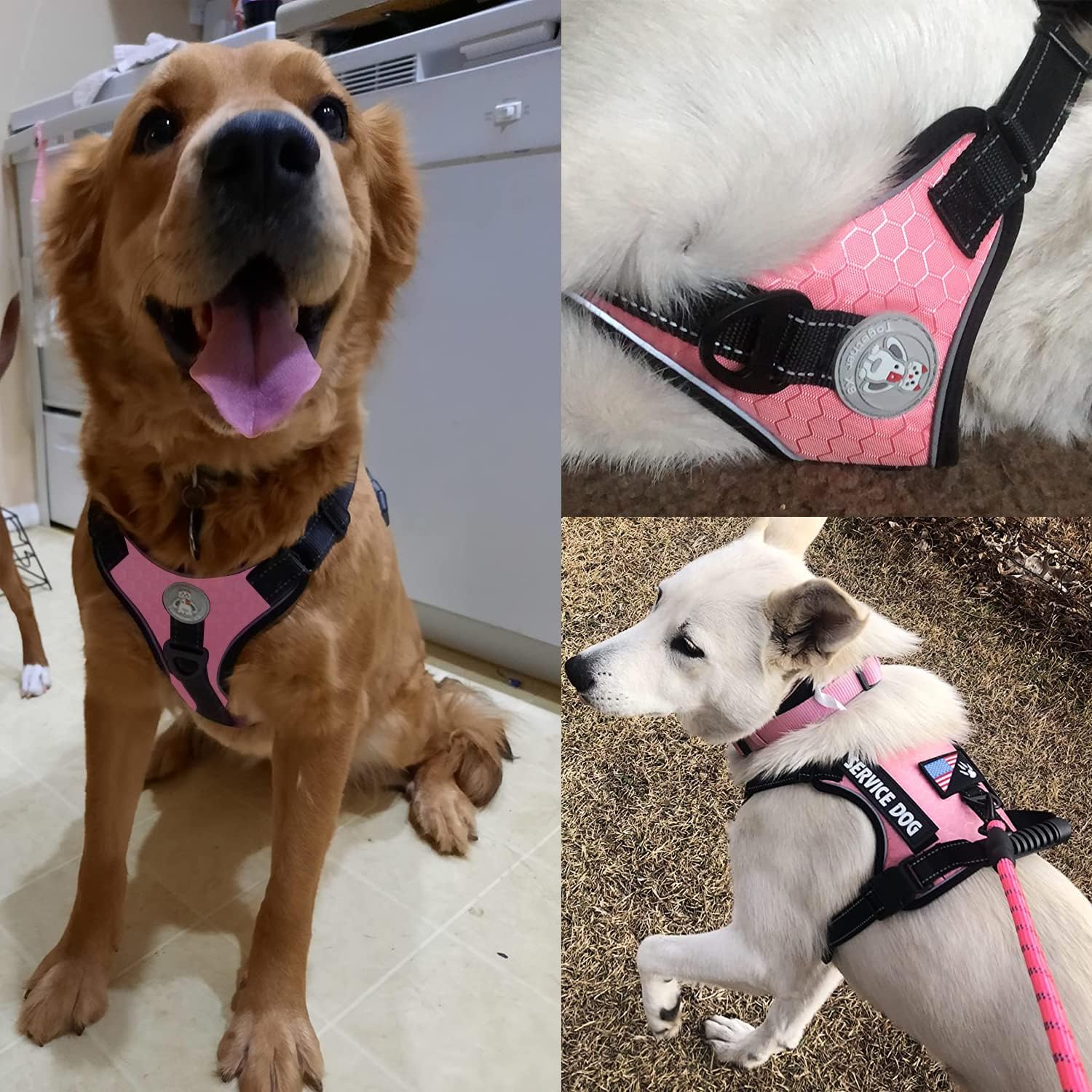 Cymiler Service Dog Vest,No-Pull Dog Harness and Leash Set,Adjustable Oxford Reflective Service Dog Vest Harness with Handle for Outdoor Walking Training,Easy Control for Small Medium Large Dogs - Image 3