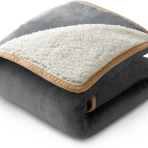 Bedsure Waterproof Dog Blankets for Small Dogs – Small Cat Blanket Washable for Couch Protection, Sherpa Fleece Puppy Blanket, Soft Plush Reversible Throw Furniture Protector, 25″X35″, Grey