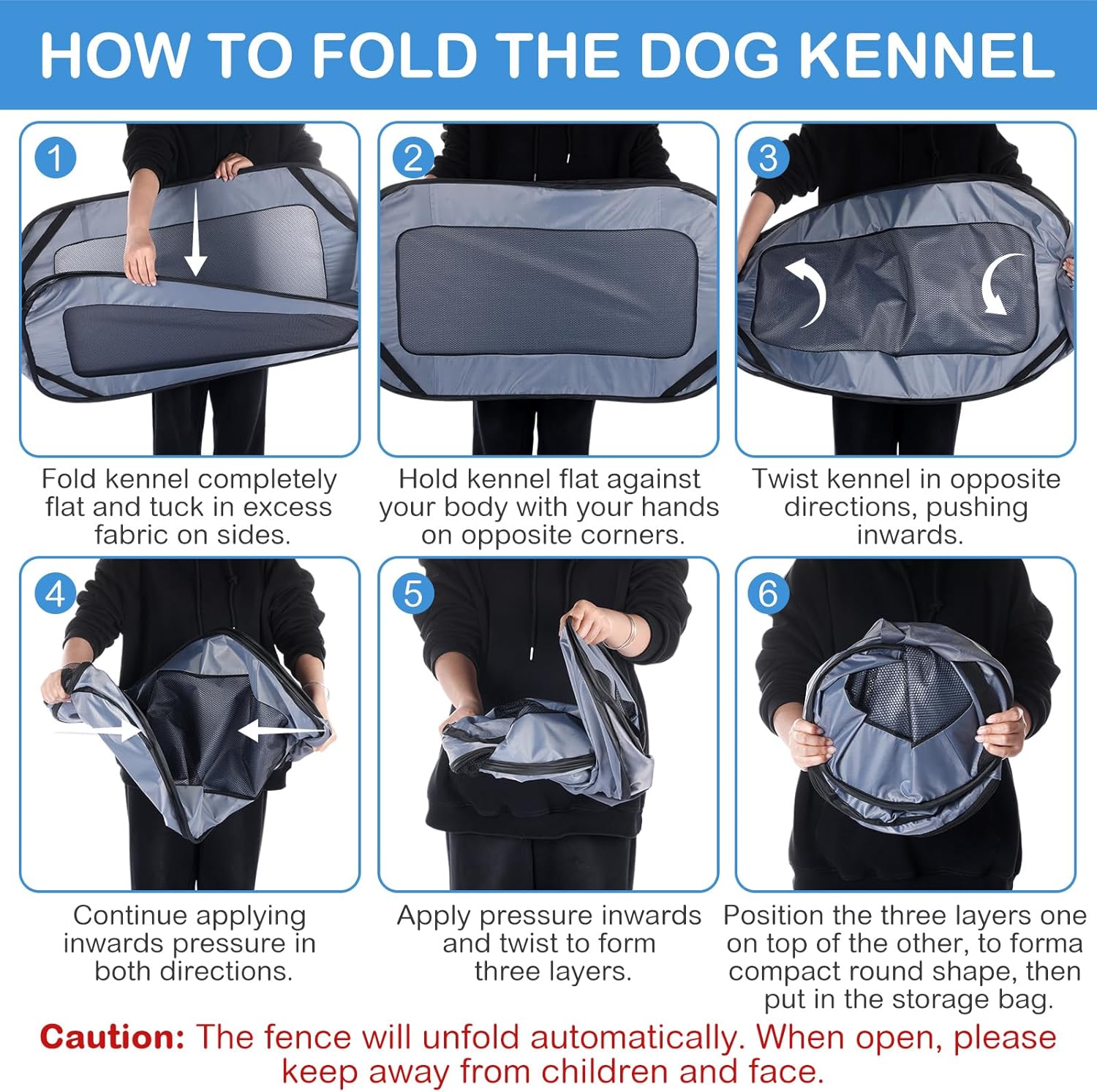 37 Inch Collapsible Dog Crate with Mat Liner Pop up Dog Kennel Waterproof Portable Car Seat Kennel Travel Crate for Pet Indoor Outdoor Cat Bed Collection(Gray) - Image 4