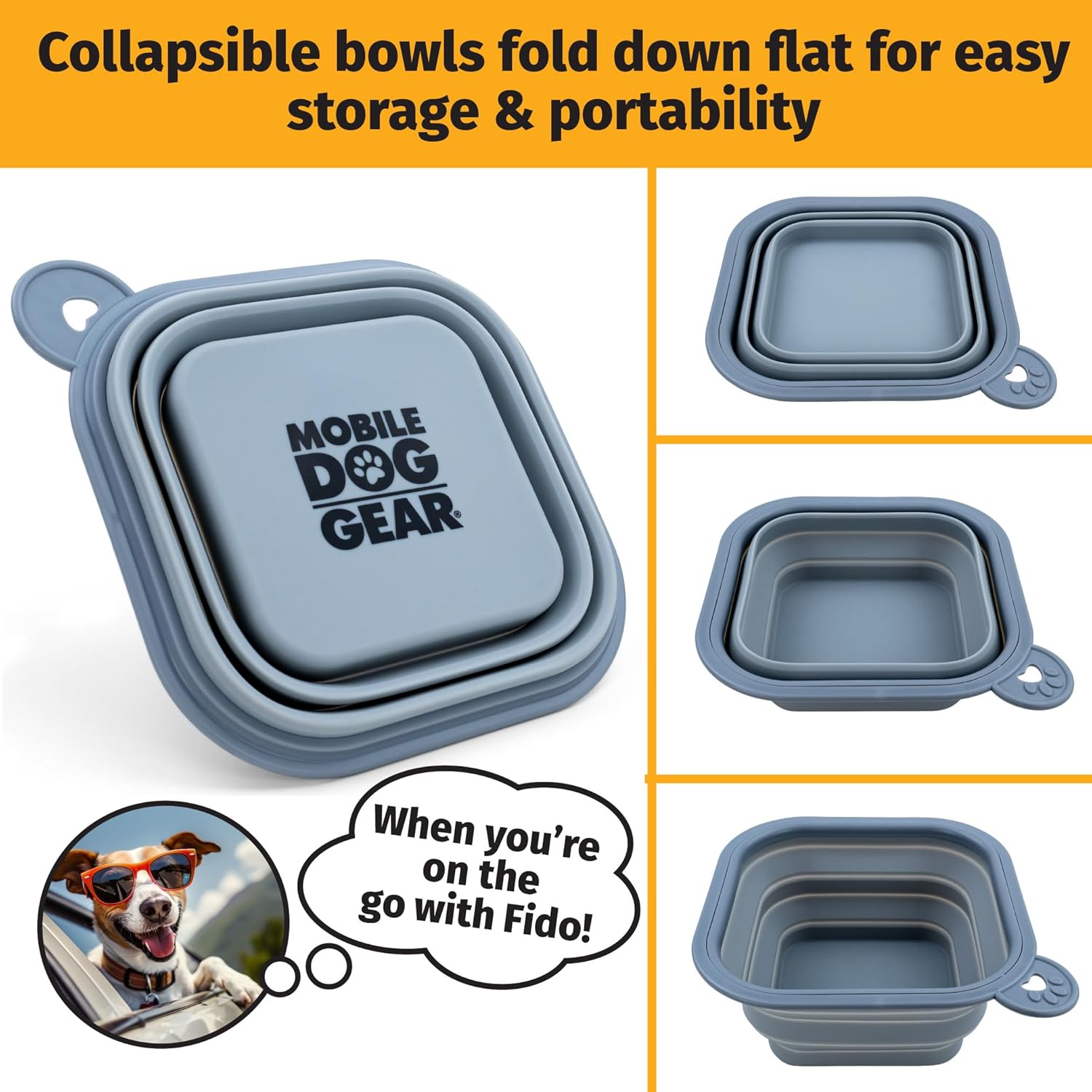 Mobile Dog Gear Large Collapsible Dog Water Bowls for Travel (Set of 2, 5 Cups Each) - Portable Foldable Bowl for Feeding Pets, Cats & Dogs - Easy to Clean Silicone Dish, Great for Camping & Traveling - Image 6