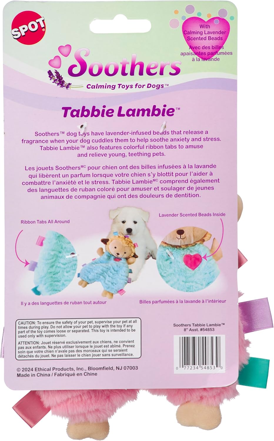 SPOT Soothers- Tabbie Lambie Dog Toy-Separation Anxiety Toys for Dogs, Stuffing Free, Scented with Calming Lavender Fragrance Beads to Safely Calm and Relax Dogs and Puppies, 8in - Image 4