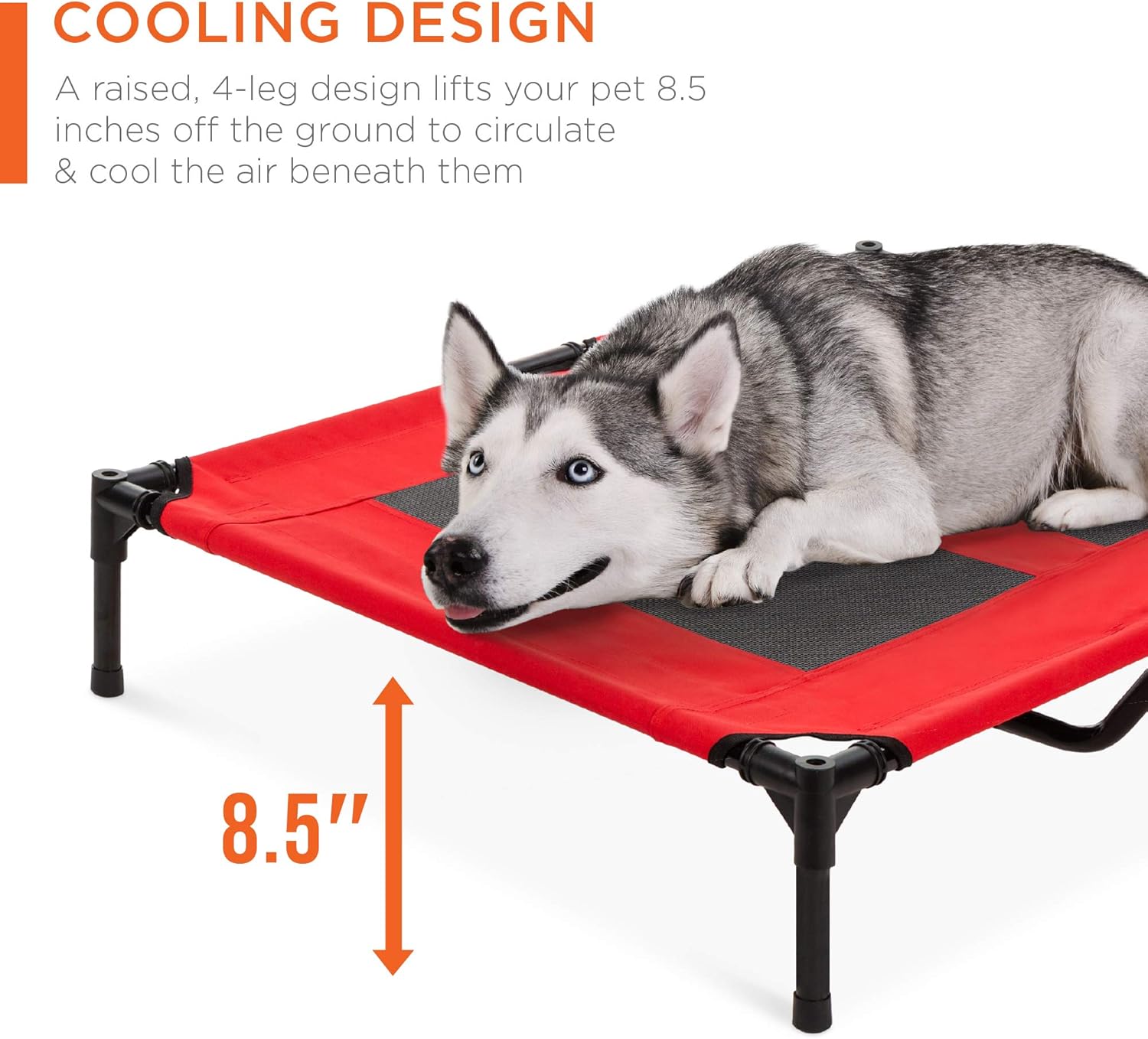 Best Choice Products 36in Elevated Cooling Dog Bed, Outdoor Raised Mesh Pet Cot w/Removable Canopy Shade Tent, Carrying Bag, Breathable Fabric - Red - Image 3