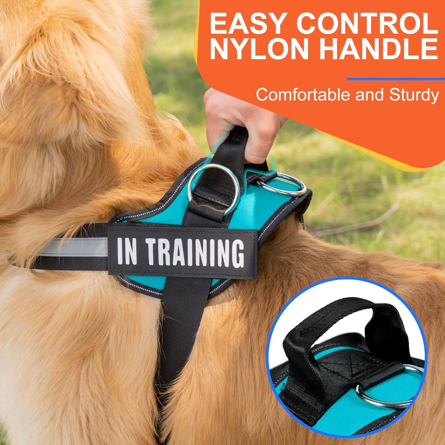 Essential Dog Harness, No Pull Pet Harness with 3 Side Rings for Leash Placement, No Choke, Reflective, Adjustable Pet Vest, Easy On-Off & Improved Control Handle, Training, Walking, Running - Image 6