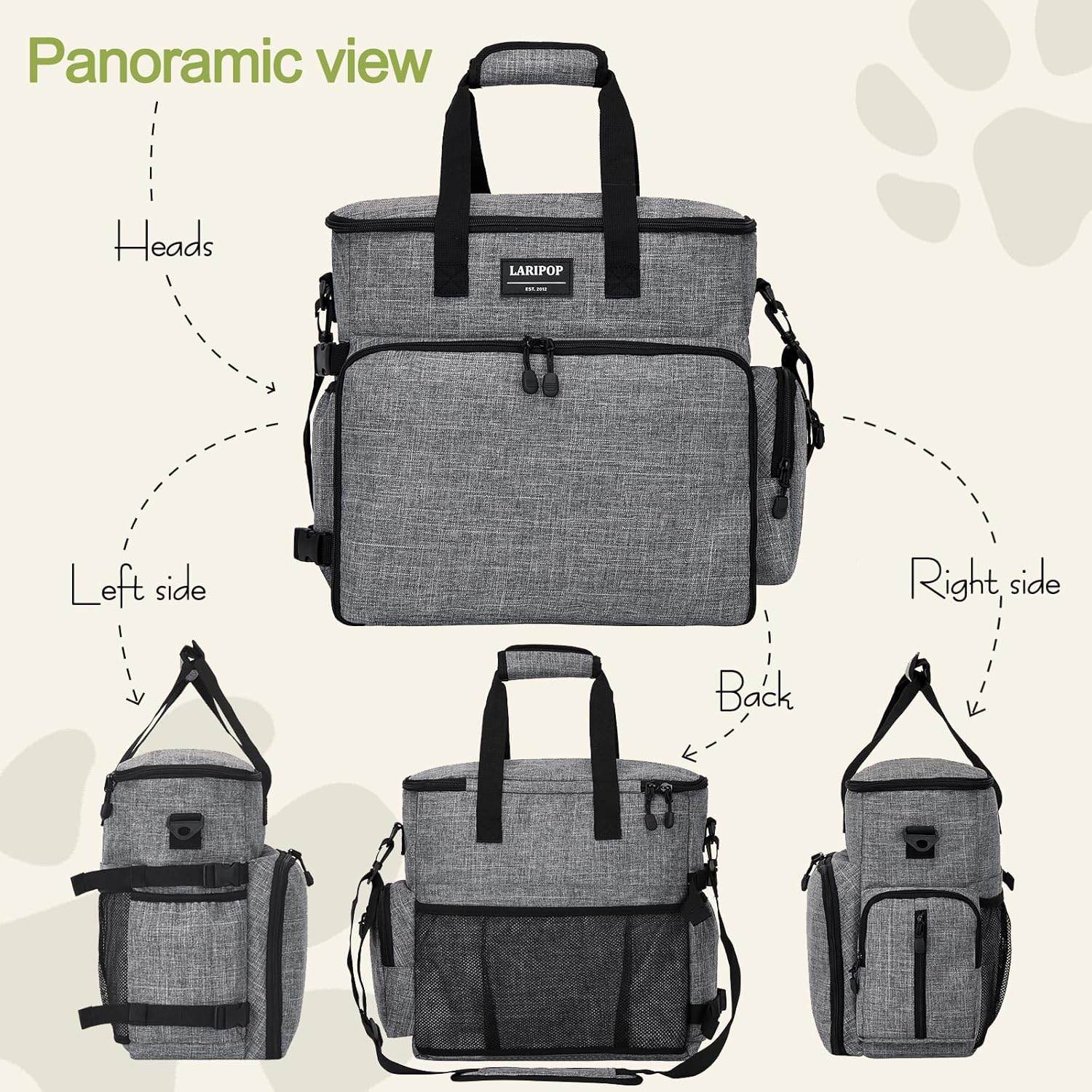 Dog Travel Bag,Weekend Pet Travel Bag Set for Dog and Cat,Airline Approved Tote Multi-Function Dog Bags for Traveling,Include 2 Collapsible Bowls,2 Food Storage Containers,1 Feeding Mat,Gray - Image 3