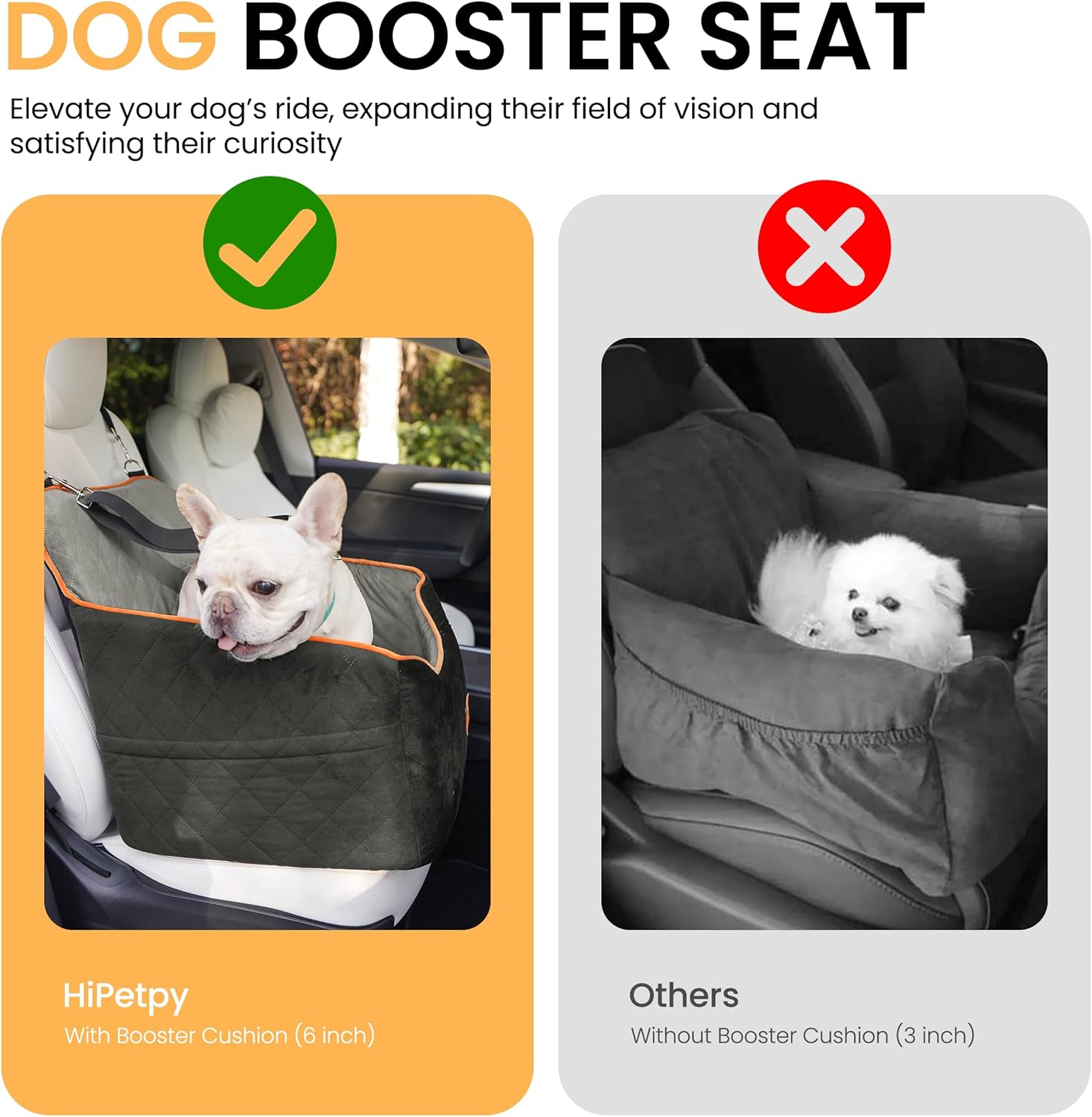 Dog Car Seat for Small Dog with Washable Mat, Booster Seat for Dogs Under 30lb, Elevated Pet Seat with Pockets, Anti-Slip Bed for Car, Perfect for Front & Back Seats with Safety Leash - Image 8