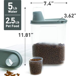 Citylife 2 PCS 2.5 LB Dog Food Containers Small Pet Cat Food Storage Container Pour Spout Measuring Cup Bird Dry Food Dispenser with Lid