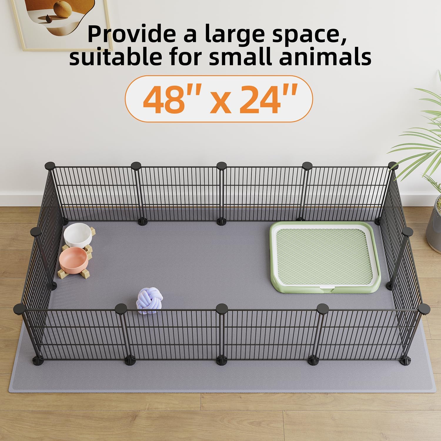 DIY Small Animal Pet Playpen, Guinea Pig Cages, Rabbit Playpen, Dog/ Puppy Playpen, Indoor Portable Metal Wire Yard Fence, 15 X 12 Inch, 12 Panels, Black - Image 4