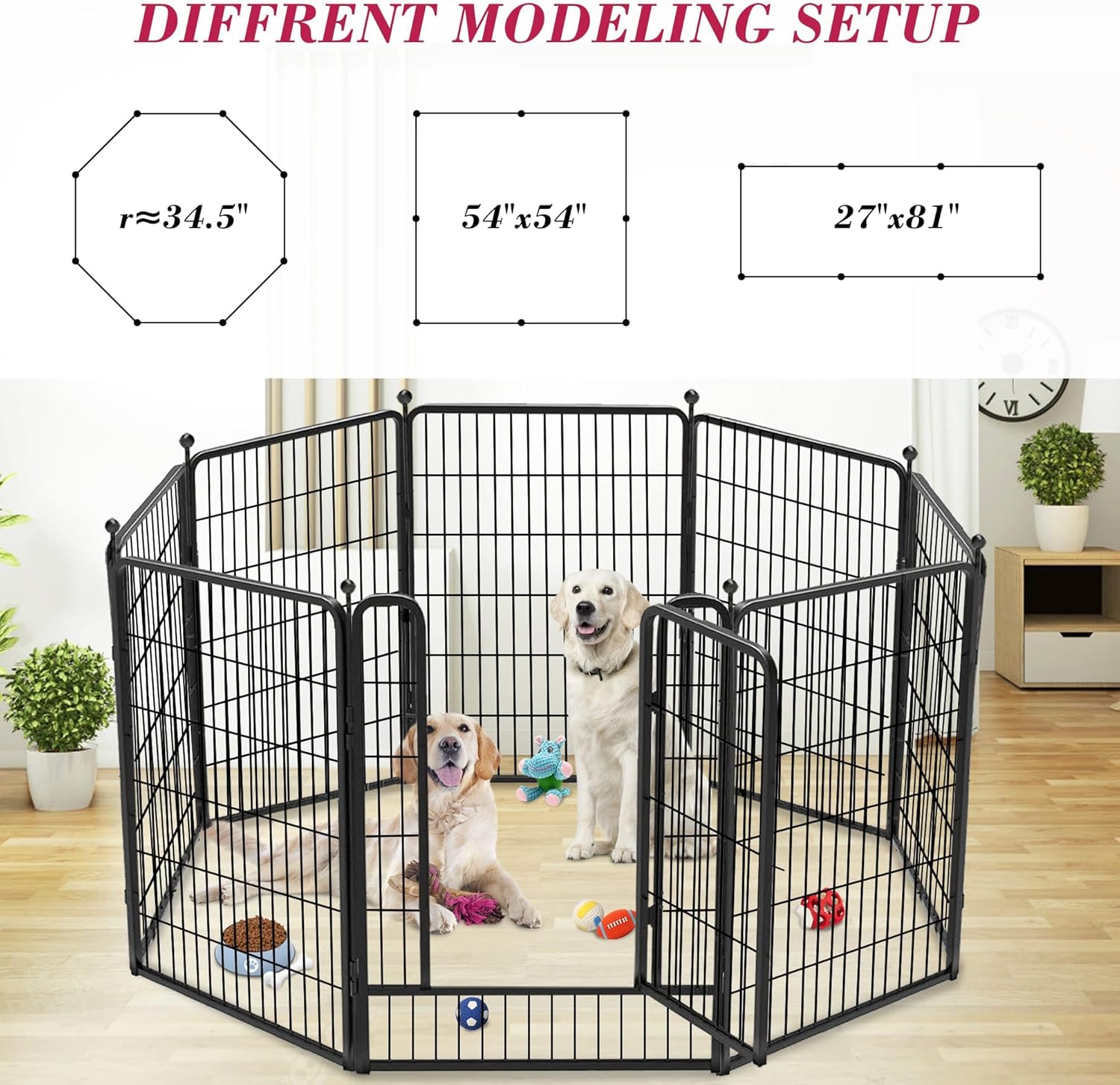 Dog Playpen 40 inch 8 Panels Dog Fence Outdoor for Yard, Indoor Dog Pen for Large/Medium/Small Dogs, Heavy Duty Puppy Playpen with Door Portable Pet Fence for RV Camping - Image 9