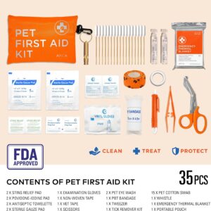 Dog First Aid Kit – Pet Emergency Kit – Water Resistant High Visibility Reflective First Aid Pouch Dog Camping Essentials for Hiking, Backpacking, Sports, Hunting