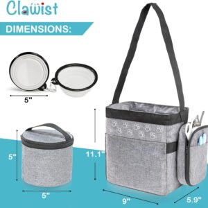 Dog Travel Bag with Treat Pouch, Airline Approved Dog Bags for Traveling, 2 Dog Food Travel Container, 2 Travel Bowls, Weekend Dog Travel Bag for Supplies, Dog Travel Kit Accessories