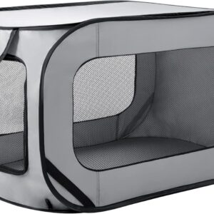 Love’s cabin 36in Portable Large Dog Bed – Pop Up Dog Kennel, Indoor Outdoor Crate for Pets, Portable Car Seat Kennel, Cat Bed Collection, Grey