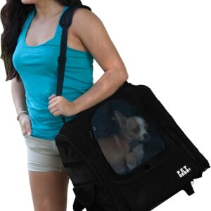 Pet Gear I-GO2 Traveler Roller Backpack, Travel Carrier, Car Seat for Cats/Dogs, Mesh Ventilation, Included Tether, Telescoping Handle, Storage Pouch, Onyx
