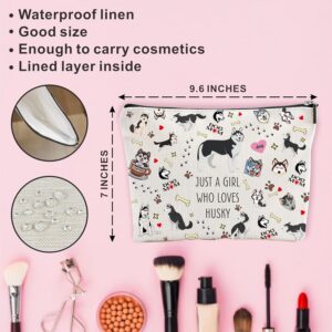Pet Makeup Bag-Just A Girl Who Loves Husky-Watercolor Puppy Print-Canvas Zipper Makeup Bag,Cosmetic Pouch,Women Makeup Organizer For Travel Or Daily Use-Gift For Women Daughter,Pet Lovers-A08