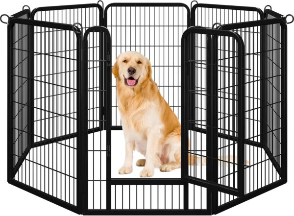 Yaheetech Dog Playpen Outdoor, 40 inch 8 Panels Dog Pen Indoor Heavy Duty Puppy Exercise Pen Metal Pet Fence for RV Camping/Yard/Garden