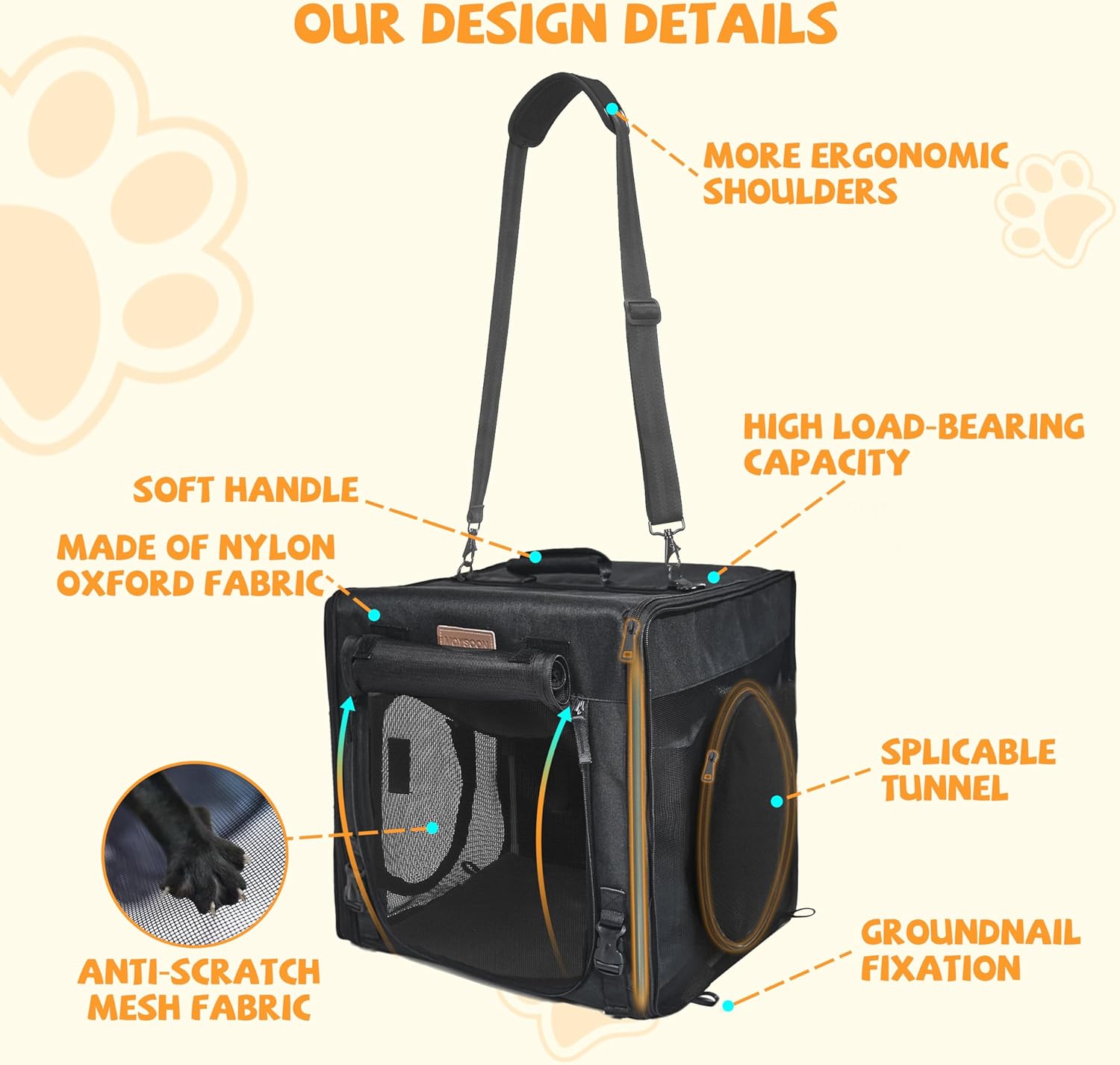 Cat Travel Carrier with Litter Box Portable Single Cat Carriers for Cat and Pet Shelter Ideal,Soft Foldable Design with Shoulder Strap, One Hammocks and Cushion,Large Size Single Grey - Image 2