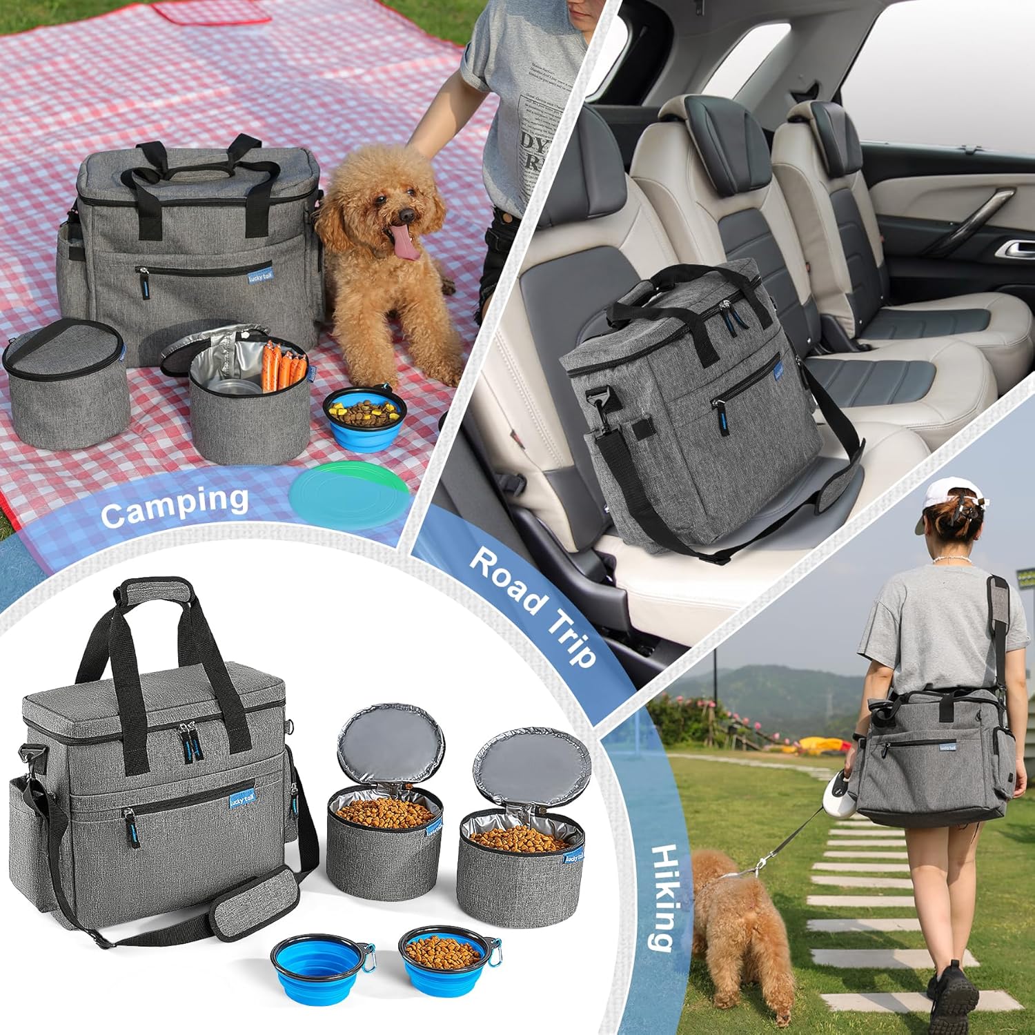 MEDHOPET Dog Travel Bag Backpack, Airline Approved Organizer with Multi-Function Pockets, Pet Travel Backpack with 2 Silicone Collapsible Bowls and 2 Food Baskets - Image 6