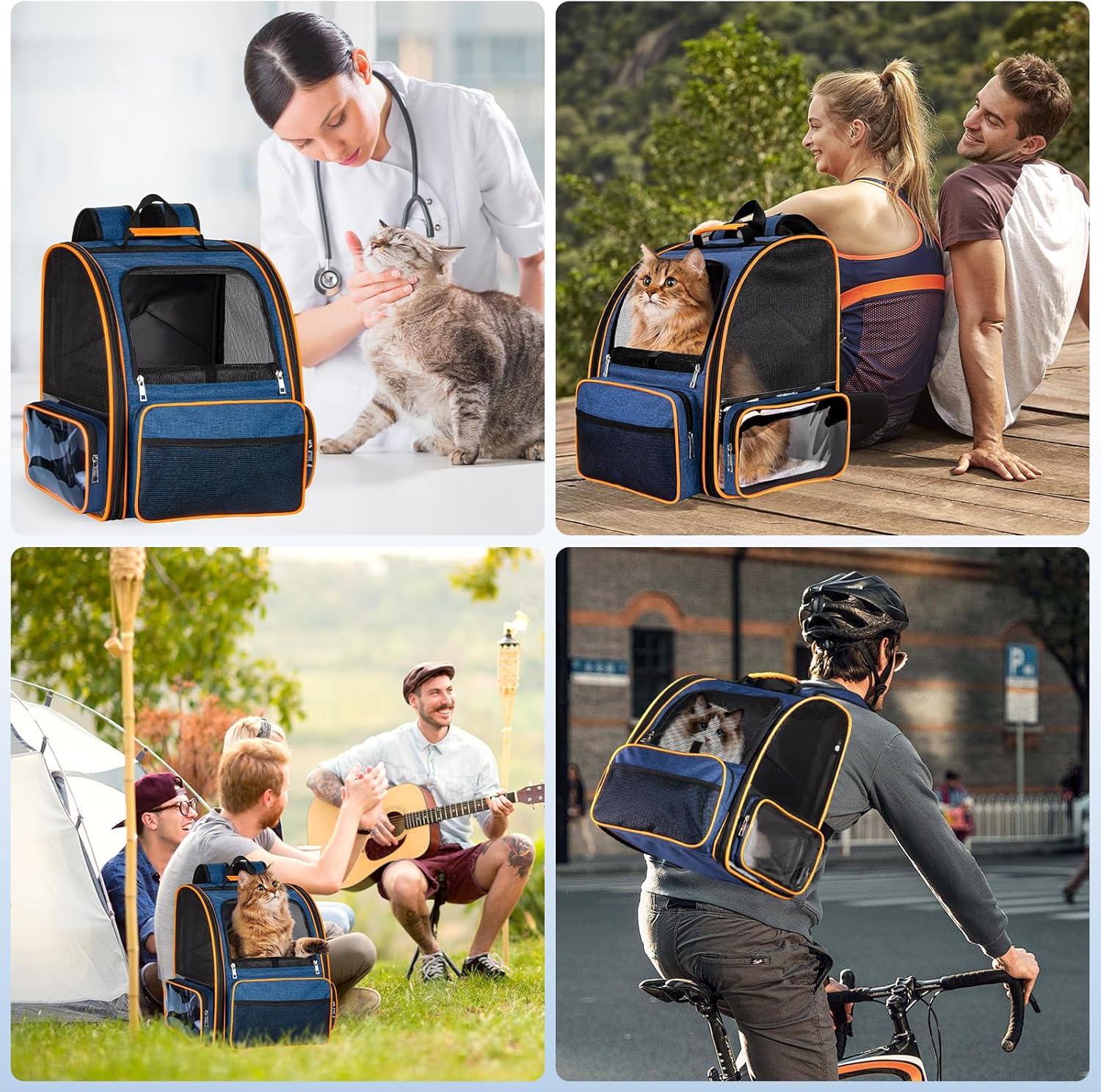 Discala Cat Backpack Carrier for Medium Small Dog Cat up to 20lbs, Pet Carrier Backpack, Ventilated Mesh Soft Sided Dog Backpack Carrier for Travel, Hiking, Outdoor Use - Blue - Image 8