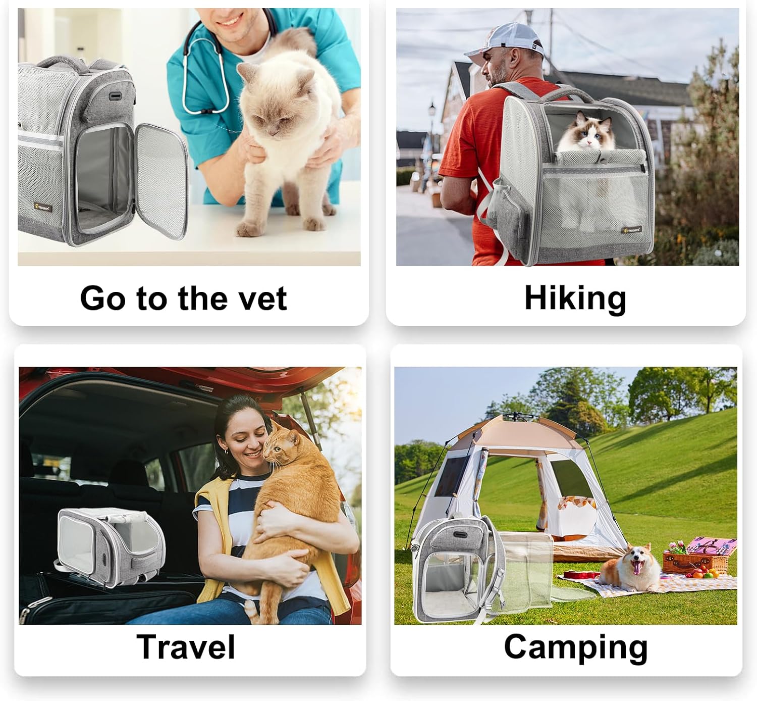 Texsens Cat Backpack Expandable Pet Carrier - Pet Backpack Carrier for Medium Cats and Small Dogs - Great for Travel, Hiking & Outdoor - Image 7