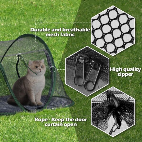 Cat Tent Outdoor, Pet Enclosure Tent Suitable for Cats and Small Animals, Indoor Playpen Portable Exercise Tent with Carry Bag(Dark Green) - Image 5