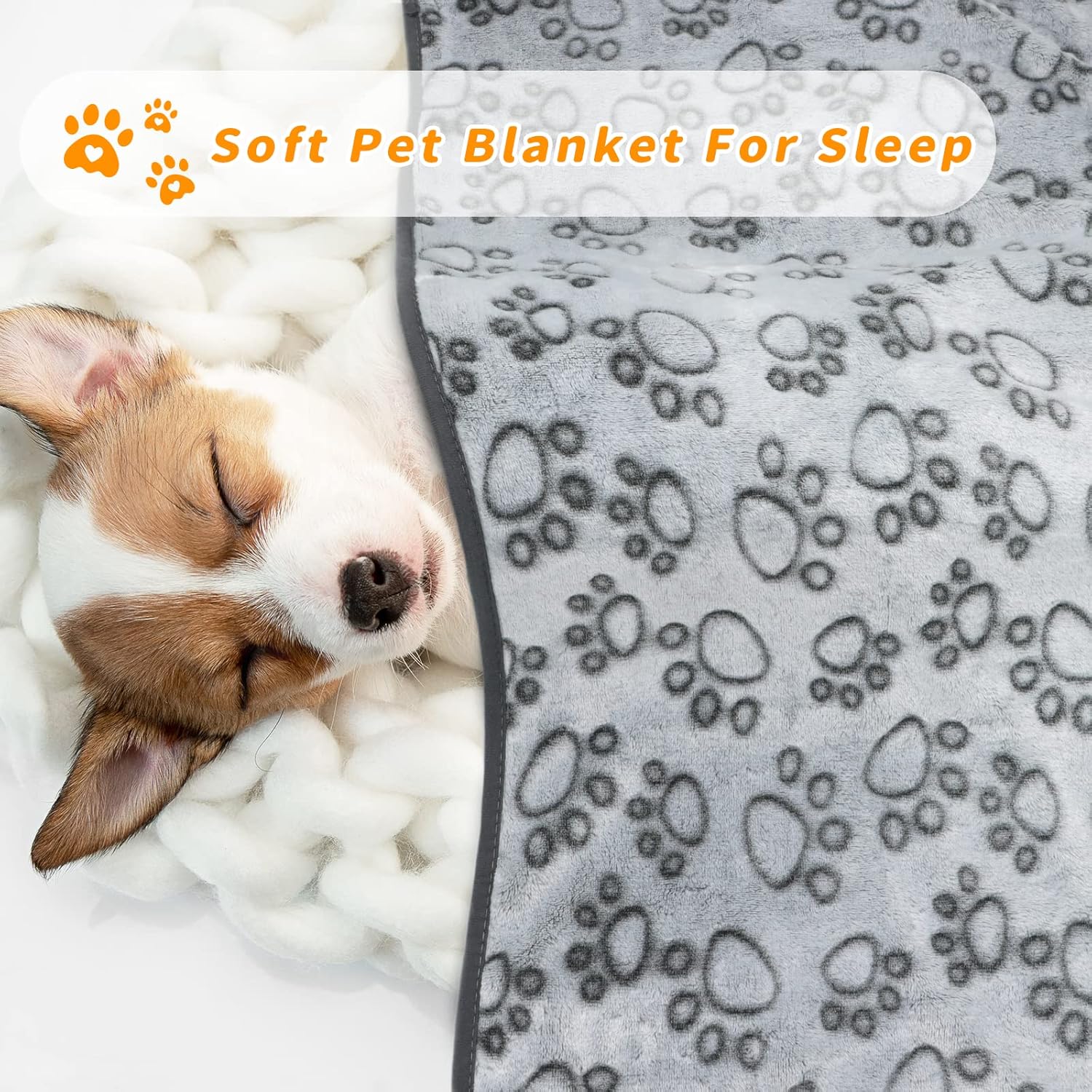 LOKOZ Fleece Blanket for Small Medium Dogs - Washable Puppy Blanket with Cute Paw Print for Bed Couch Protection - Image 5