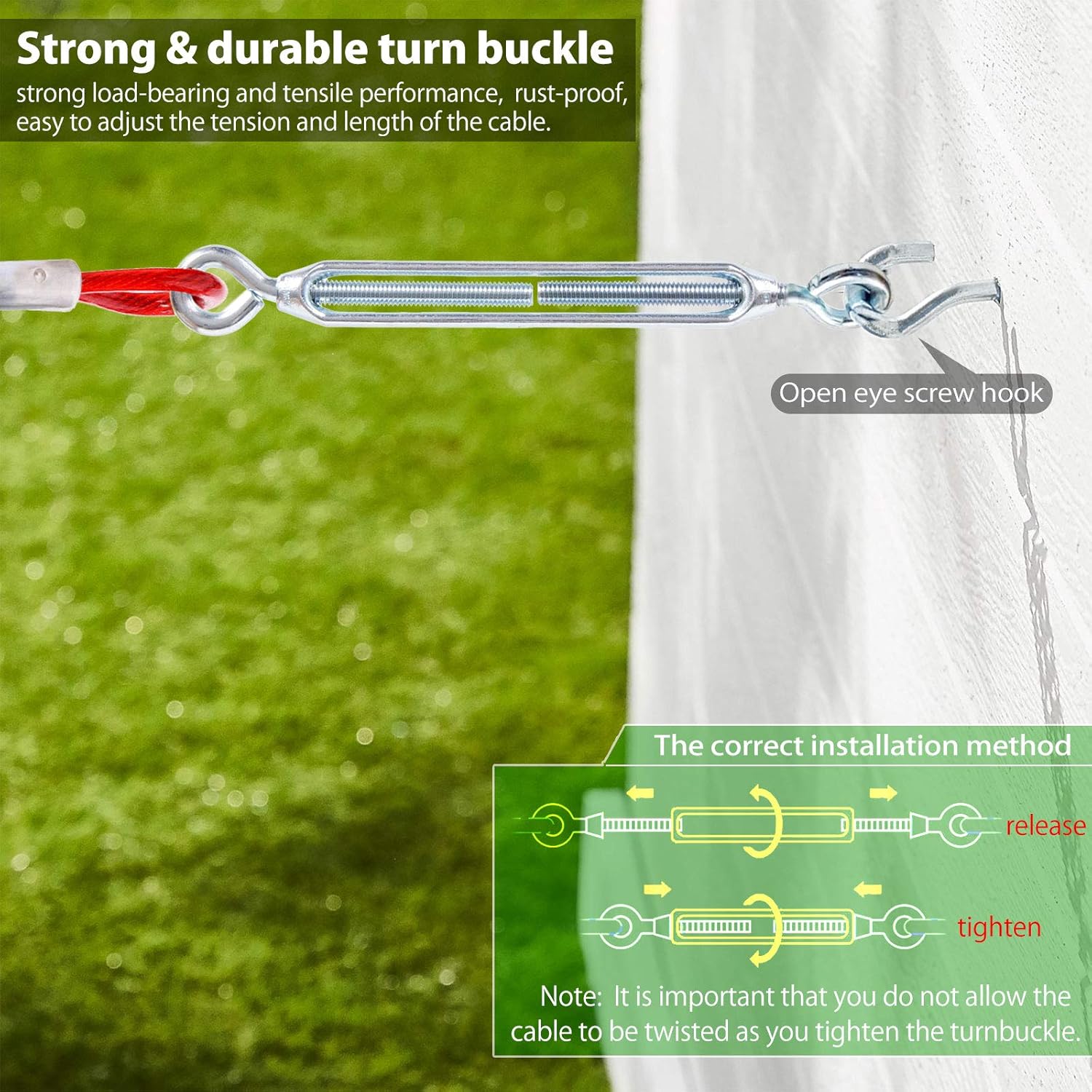 Heavy Duty Aerial Dog Tie Out Trolley System for Small to Large Dogs - 100ft Run Cable Zipline with 10ft Runner Cable Great for Yard Camping Outdoor (Red, 100 ft for one Dog up to 200 lbs) - Image 4