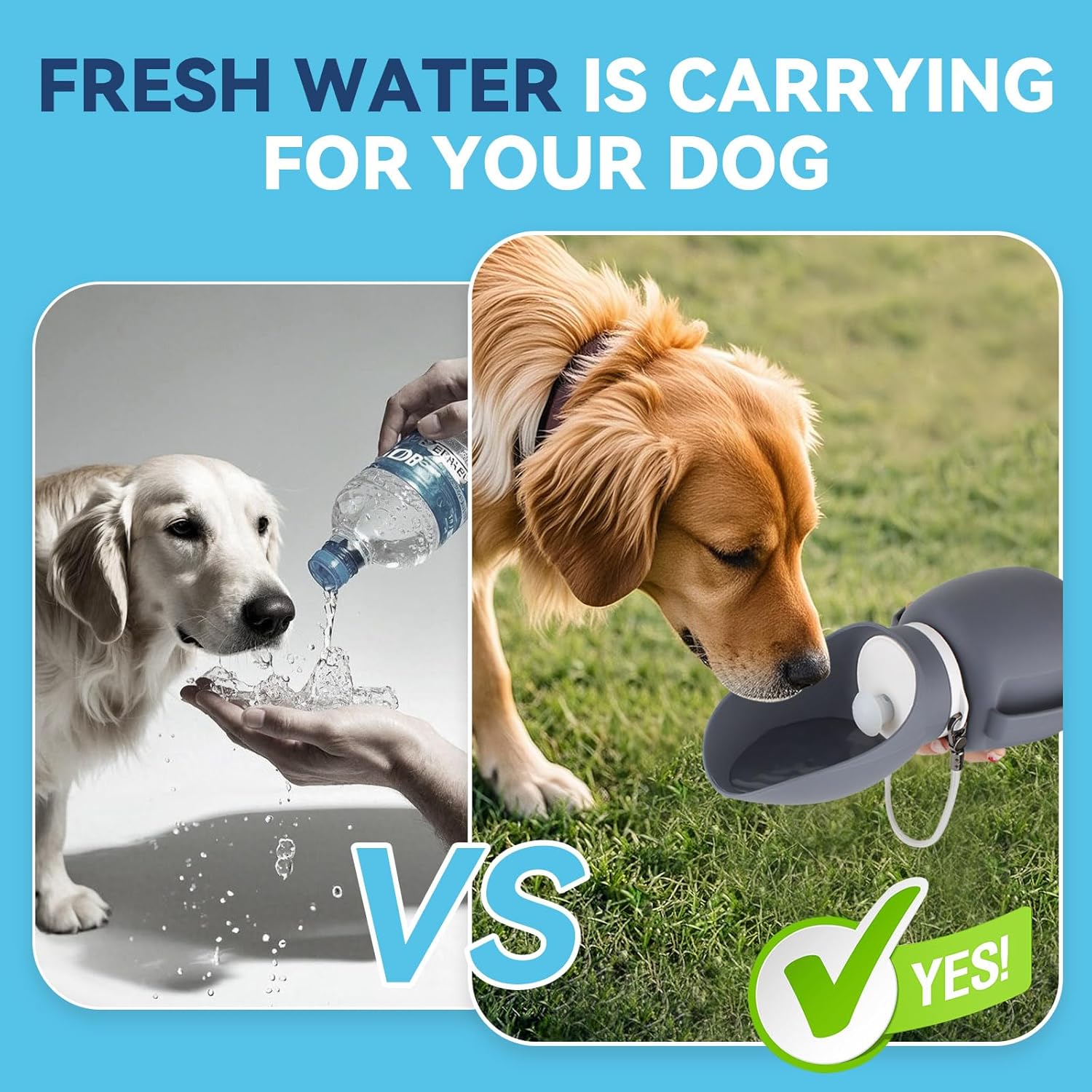 NAMSAN Portable Water Bottle for Dogs, High-Capacity 800ML, Silicone Dog Water Bottle with Lanyard, Leakproof Dog Travel Cup, BPA-Free & Chew-Proof Design, Grey - Image 6