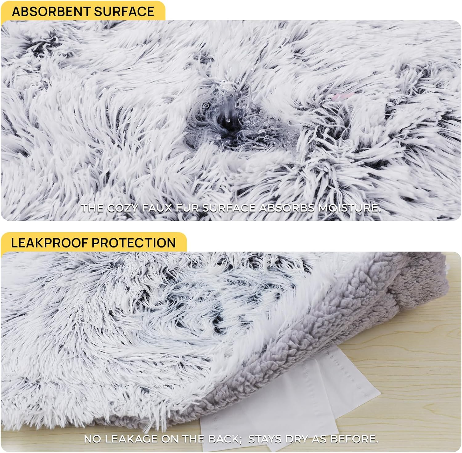 Luciphia Large Waterproof Dog Blanket Pet Washable Liquid Proof Furniture Protector Extra Large Calming Long Faux Fur Bed Cover for Couch Cat Blankets Reversible Protection, Mist Grey, 60" x 80" - Image 5
