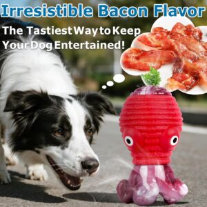 Dog Toys for Aggressive Chewers: Indestructible Dog Toy, Octopus Squeaky Dogs Chew Toys for Medium and Large Breed—Keep Dogs Busy for Summer Pool Party, Outdoor Travel, Red