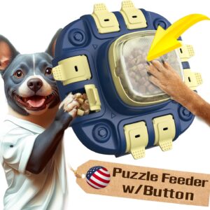 KADTC Dog Puzzle Toys Level 2 in 1 for Small/Medium/Large Dogs Treat Puzzles Slow Feeder with Button Enrichment Cognitive Toy Food Dispensing Puppy Brain Mental Stimulation Mind Interactive Game