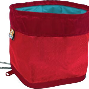 Kurgo Zippy Bowl for Dogs, Collapsible Travel Dog Bowls, Pet Food & Water Hiking Container, Food Grade Silicone, Travel Accessories for Pets, Includes Carabiner, Holds 48 oz (Barn Red)
