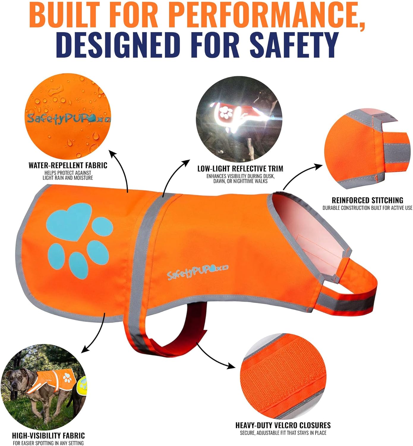 Reflective Dog Vest. Hi-Visibility, Fluorescent Blaze Orange Dog Vest Helps Protect Your Best Friend. Safeguard Your PUP from Motorists & Hunting Accidents, On or Off Leash (Large) - Image 3