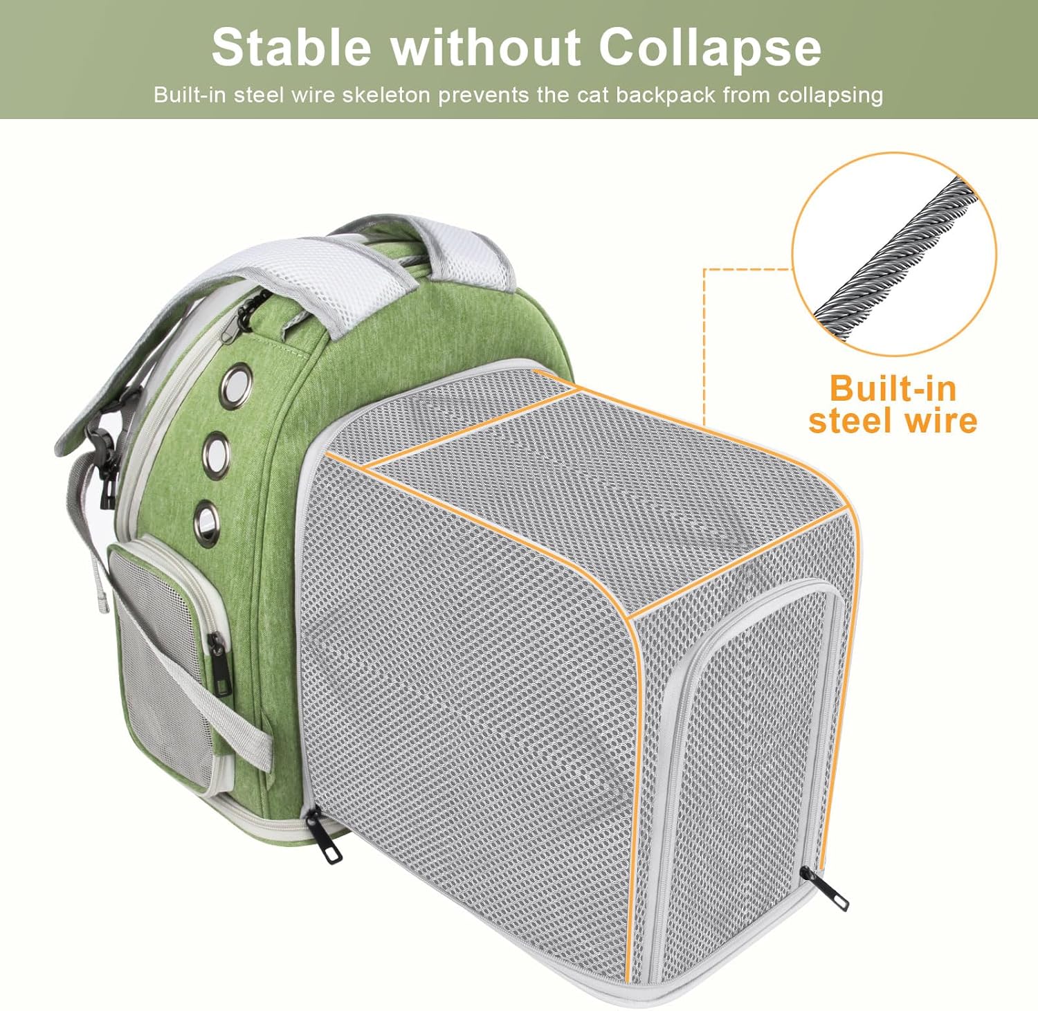 Breathable Cat Bubble Backpack Large Space Pet Carrier Backpack Expandable for Kitty Dog, Foldable Airline Approved Cat Backpack, Transparent PetTravel Backpack Up to 20 lbs (Green) (Green) - Image 4