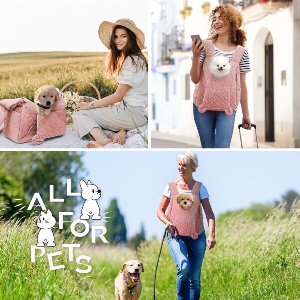 Pet Carrier Backpack, Adjustable Pet Front Cat Dog Carrier Backpack Travel Bag for Small Medium Dogs Cats and Rabbits, Safety Strap with Removable Bottom Plate for Camping Hiking Traveling - Image 6