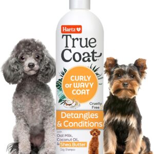 New! Hartz True Coat Curly or Wavy Coat Specific Dog Shampoo, Detangles & Conditions with Oat Milk, Coconut Oil & Shea Butter