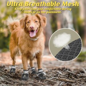 LUCKYPAW Dog Shoes for Large Medium Dogs, Breathable Dog Boots for Hot Pavement, Paw Protectors for Summer Walking Hiking Winter Snow Outdoor, Non Slip Reflective Booties for Hardwood Floor (Black, 8)