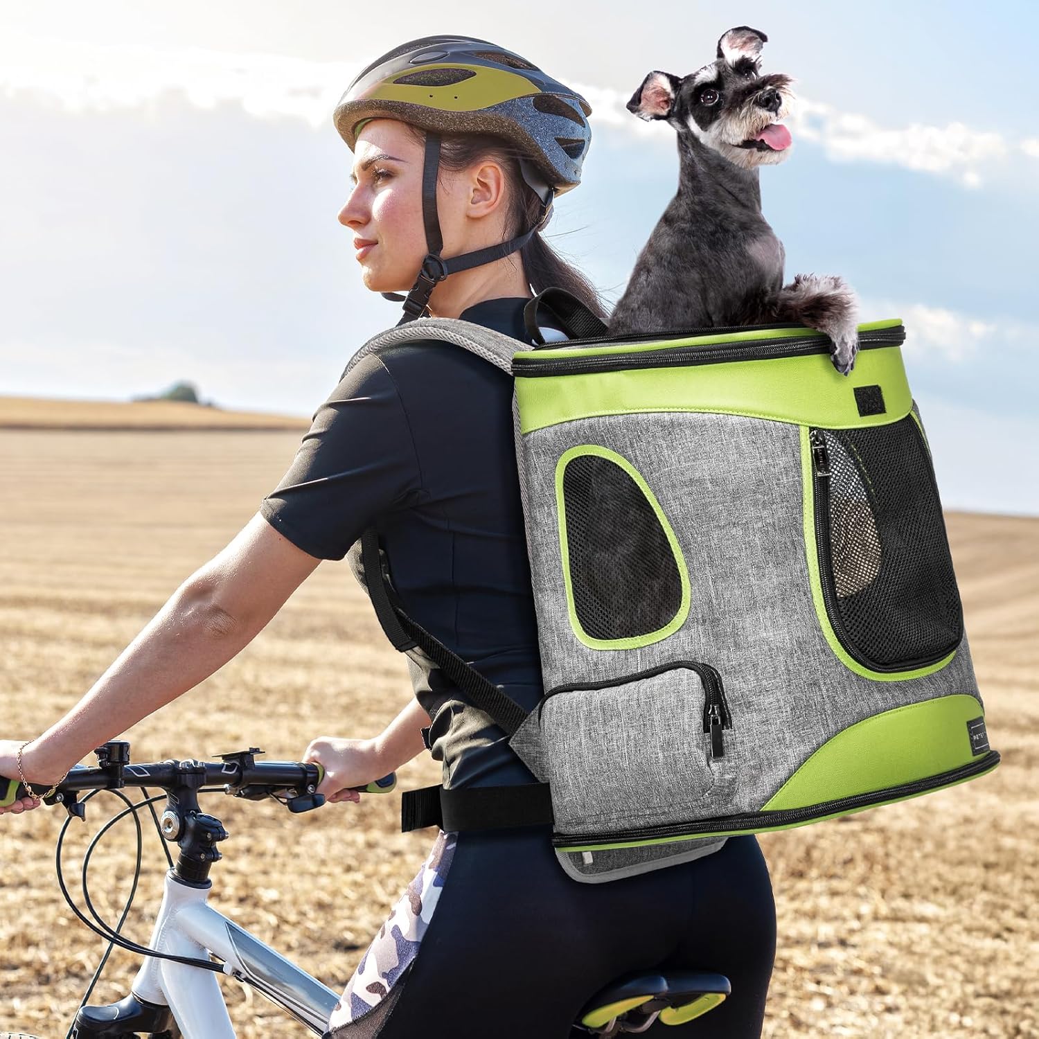 Petsfit Pet Backpack Carrier Easy-Fit Dog Travel Backpack Carrier for Hiking Walking Cycling Suitable for Small Medium Dogs Cats and Rabbits up to 22 Pounds, Green - Image 2