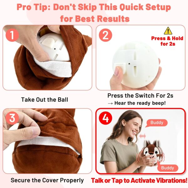 Interactive Dog Toys - Auto Bounce, Move & Vibrate with Sound, Talking Squirrel Puppy Toy for Small Medium Large Dogs, Rechargeable Durable Toy for Anxiety Relief, Boredom & Indoor Play - Image 6