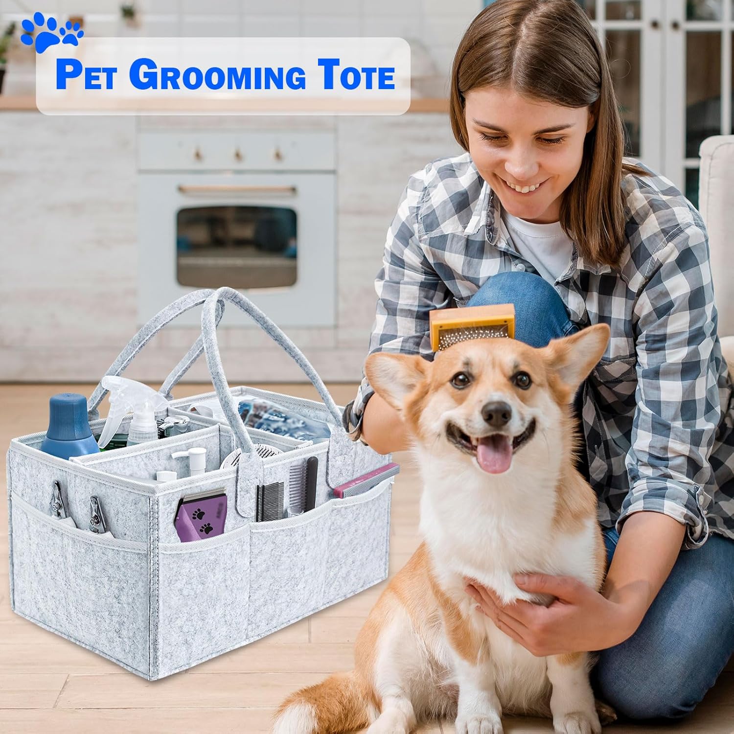 Pet Grooming Tote Bag, Dog Storage Organizer for Grooming Supplies Multiple Pockets, Lightweight and Durable Design (Bag Only) - Image 3
