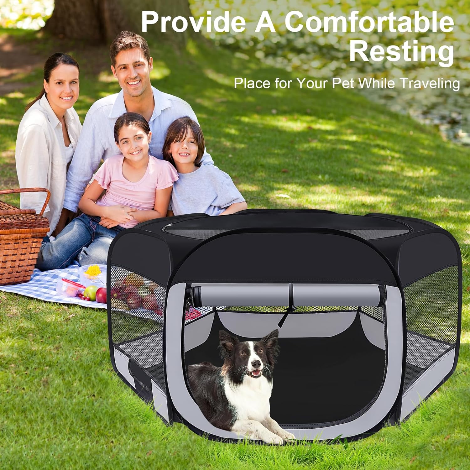 Dog Cat Playpen,Portable Pet Puppy Playpen,Rabbit Puppy Dog Play Pen for Indoors,Dogs Tent for Indoor Cats,Kitten Playpen,Collapsible Small Cats Crate Cage for Small Dogs with Carrying Case(Grey, S) - Image 3