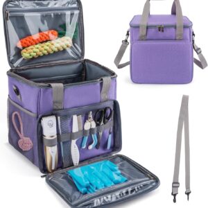 SMYV Pet Grooming Bag for Dog Grooming Supplies, Dog Tote Travel Bag for Pets Grooming Tools Kit Accessories - Purple