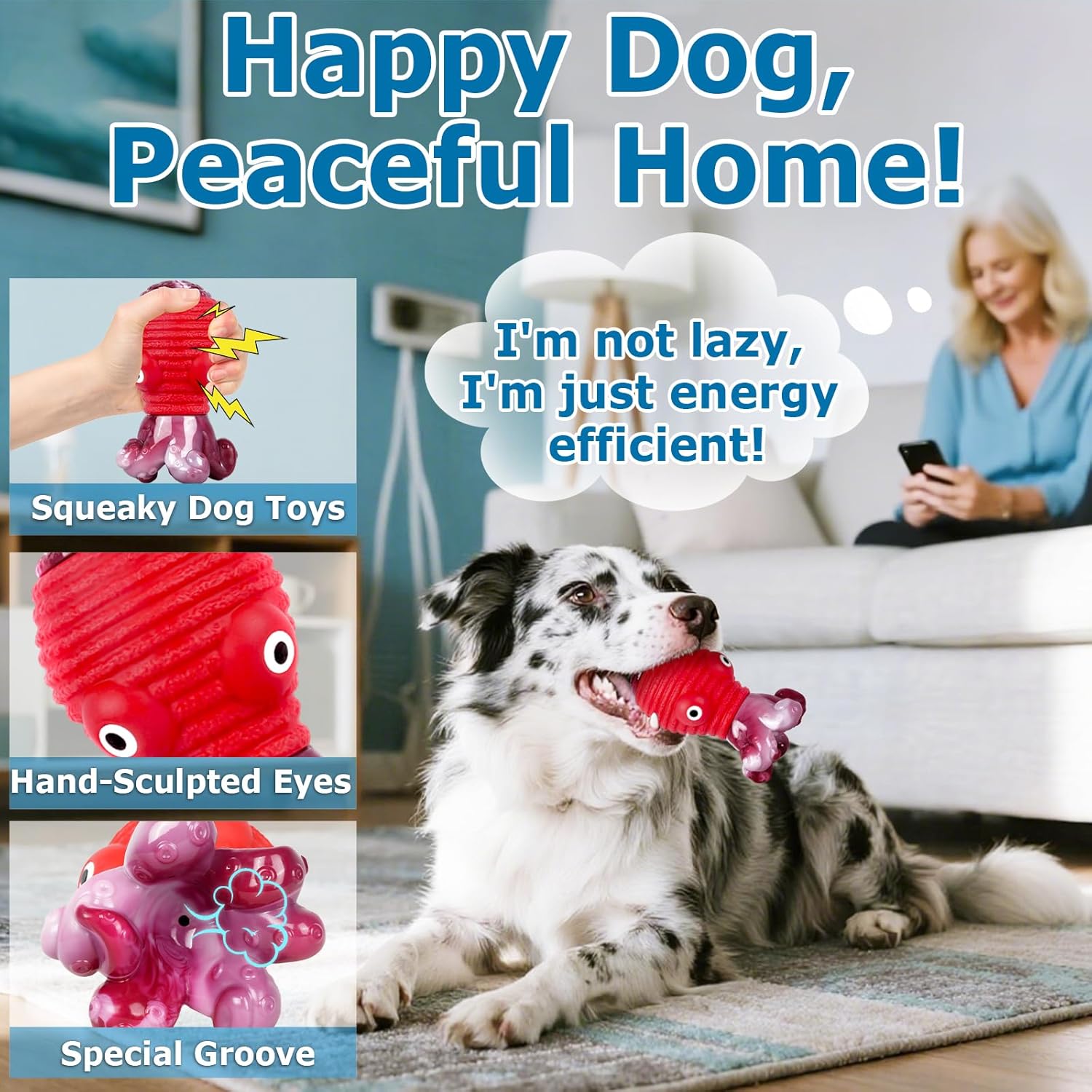 Dog Toys for Aggressive Chewers: Indestructible Dog Toy, Octopus Squeaky Dogs Chew Toys for Medium and Large Breed—Keep Dogs Busy for Summer Pool Party, Outdoor Travel, Red - Image 3
