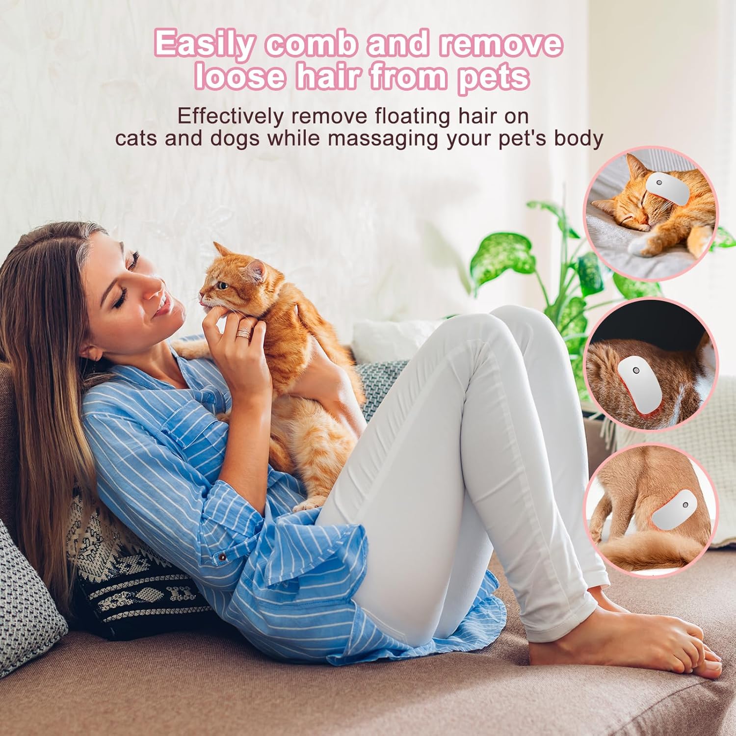 Electric Massage Cat Brushes, Pet Grooming Brush Easily Removes Tangles, 255 Massage Nodes for Relieving Tension, Tight Muscles, and Stiffness-1 pack pink - Image 3