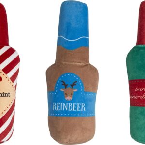 Pearhead Holiday Spirits Dog Toy Set, Spirits Themed Plush Dog Toys, Squeaky Dog Toys, Set of 3